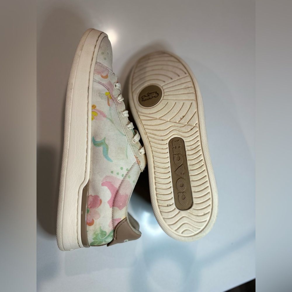 Coach Women's Clip Leather Low Top Sneaker Chalk Floral - Picture 5 of 6